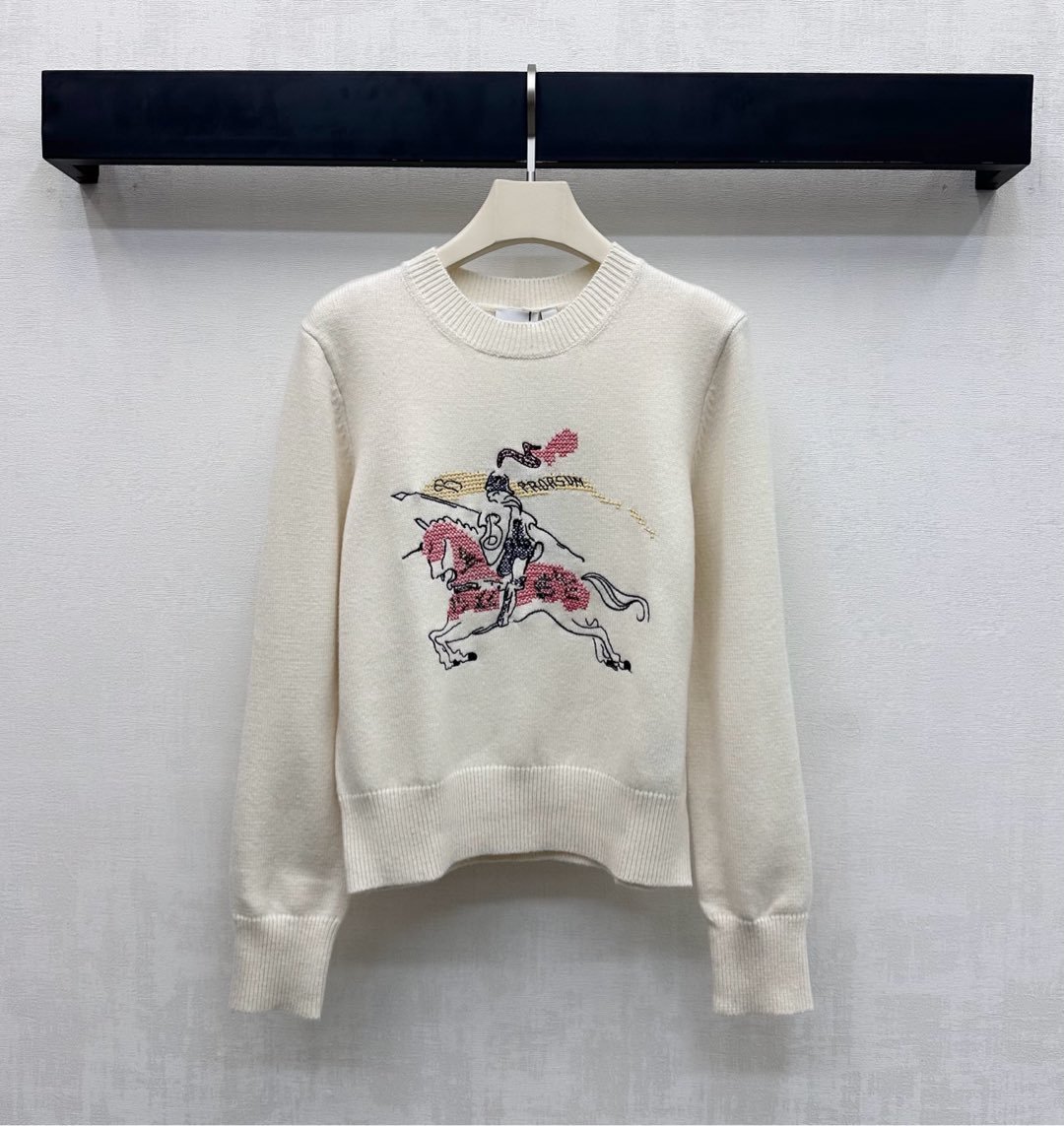 Burberry Cross Stitch EKD Wool Cashmere Sweater D121207 - Image 6