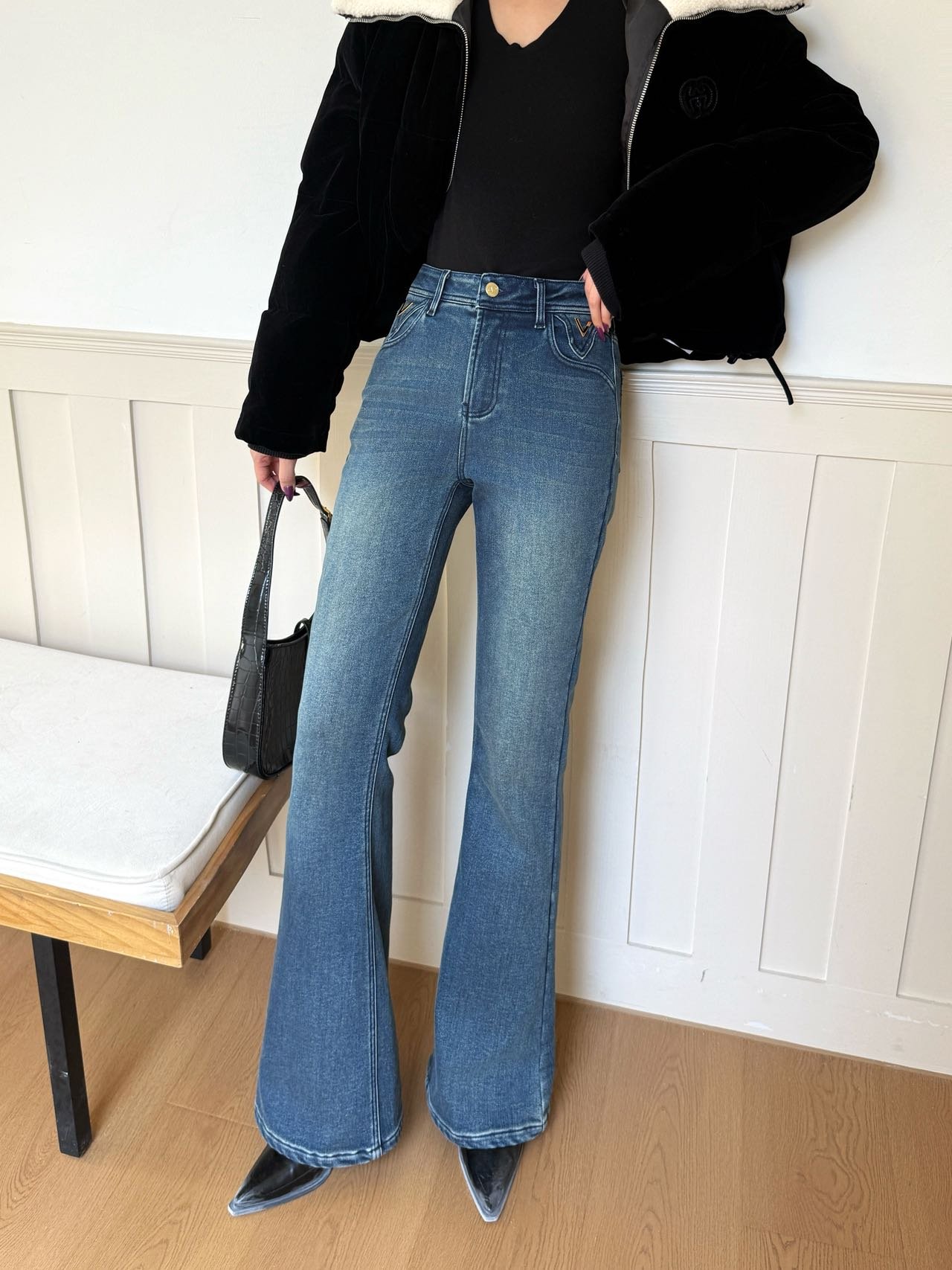 Valentino Blue Denim Bootcut Jeans D121206 - Image 9