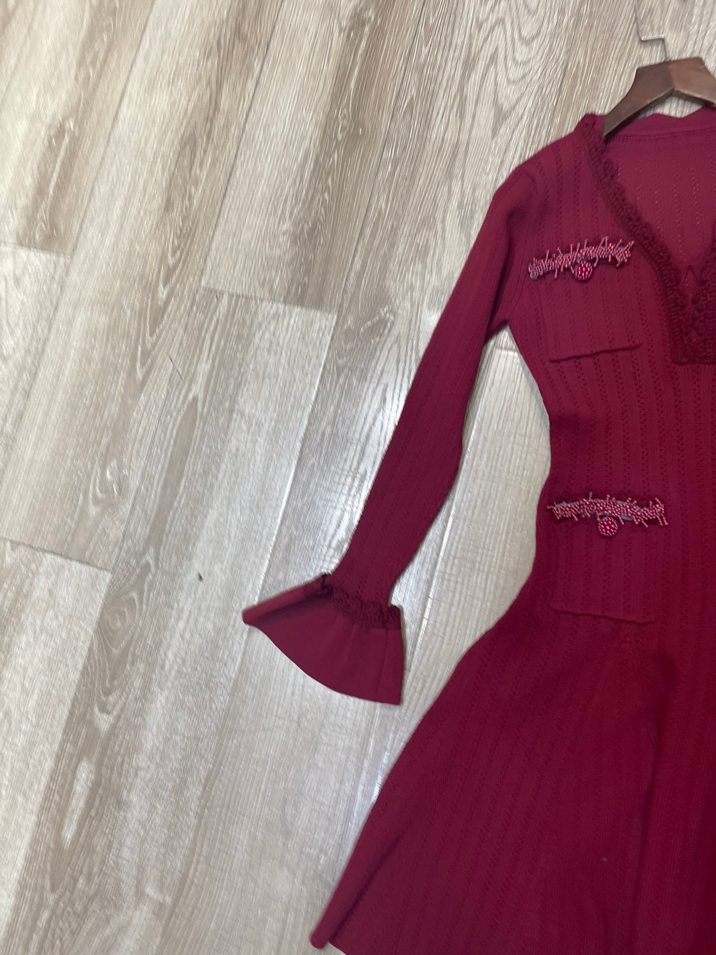 Self-Portrait Long-Sleeved Knitted Dress D121303 - Image 5