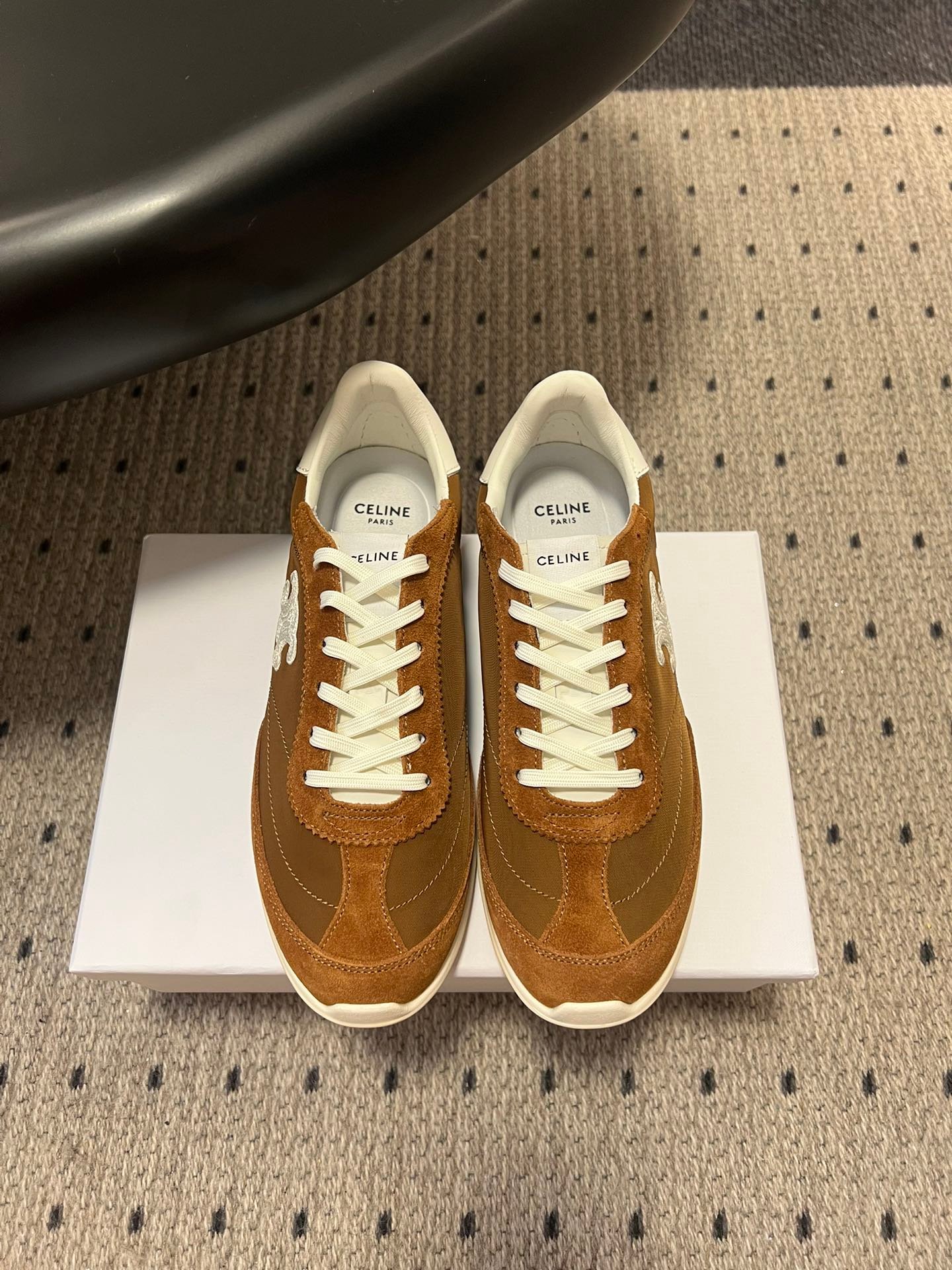 Celine Racer Low Lace-Up Sneakers suede and calfskin leather. L121607 - Image 2
