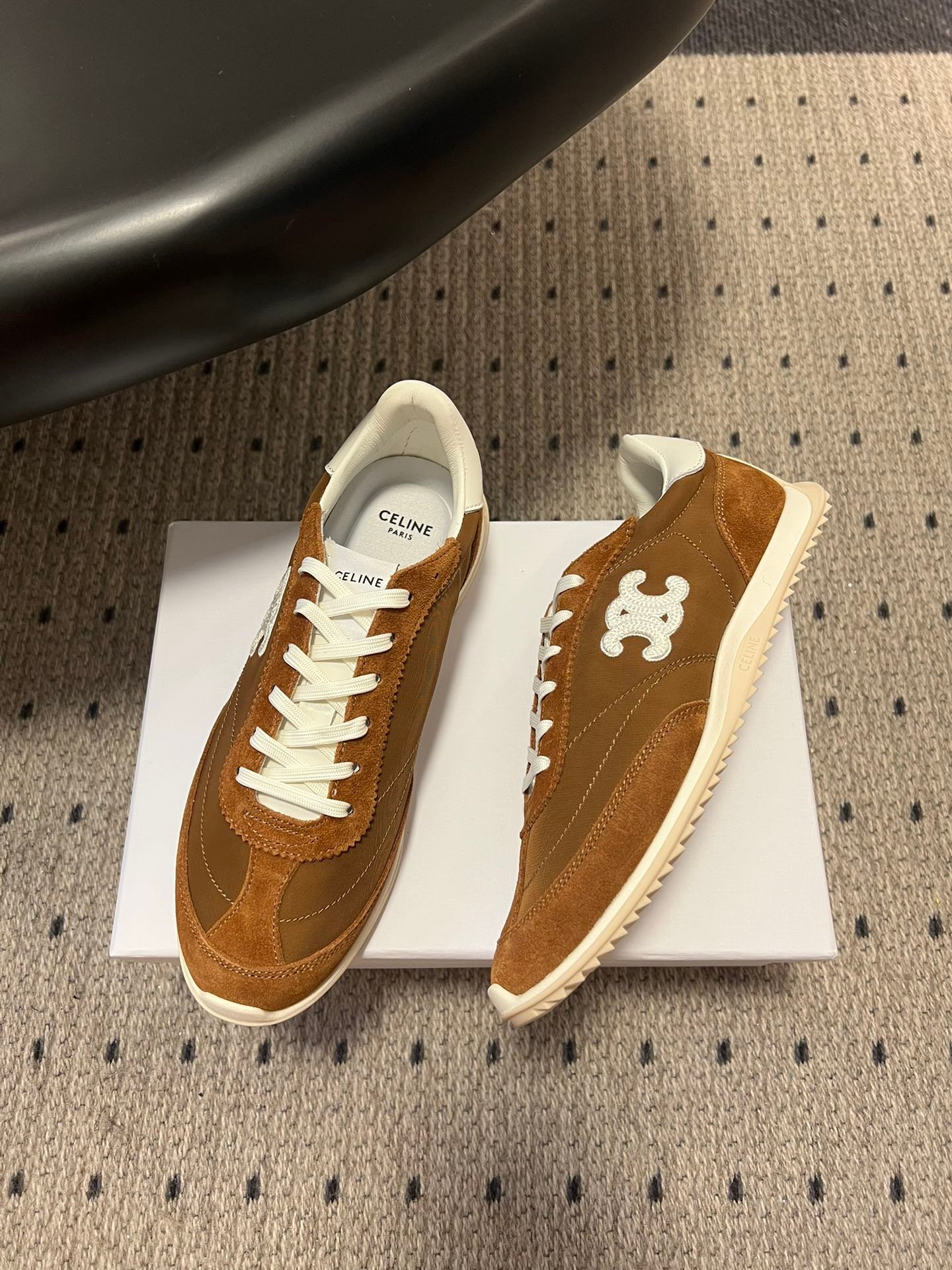 Celine Racer Low Lace-Up Sneakers suede and calfskin leather. L121607 - Image 3