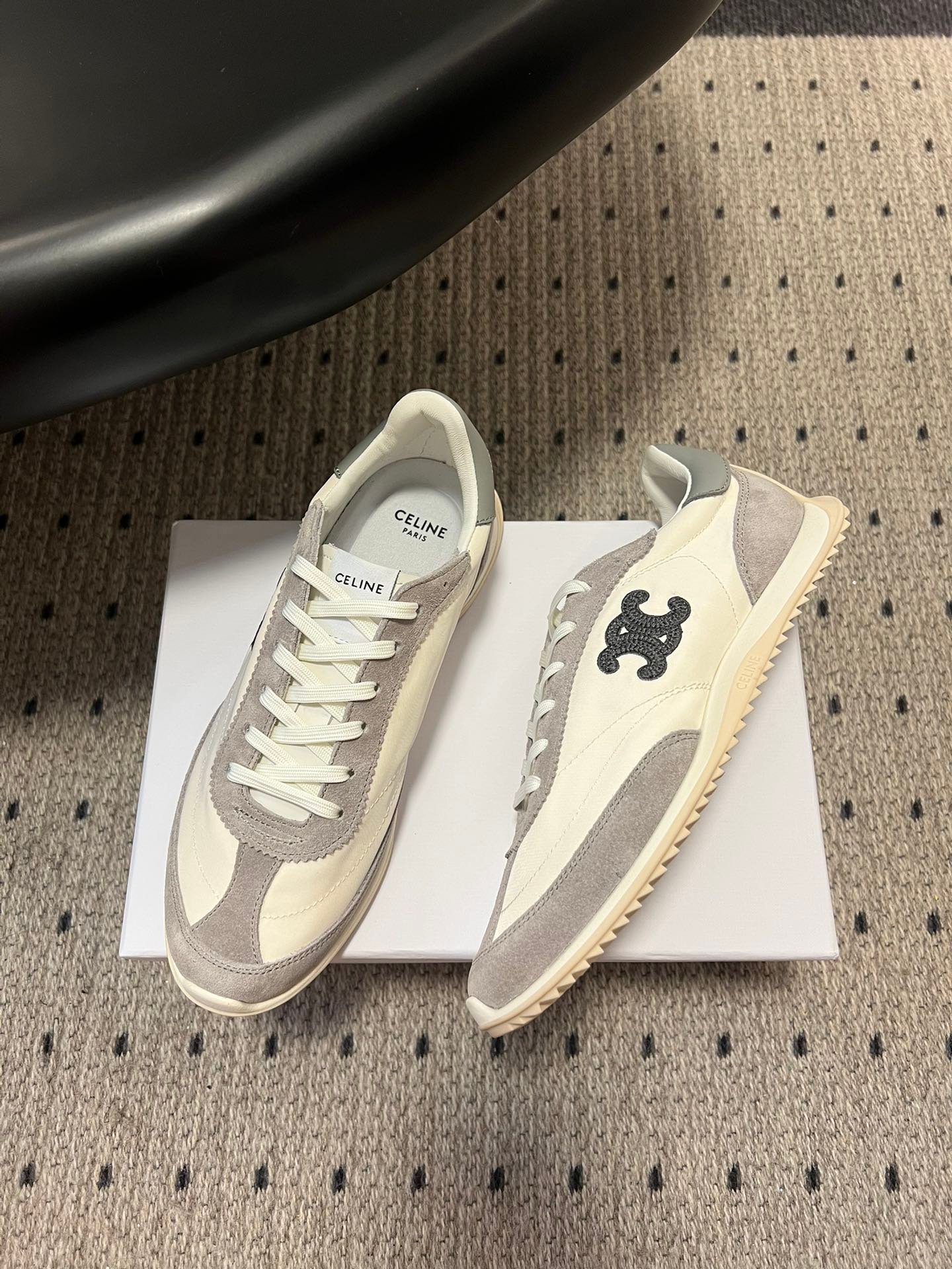 Celine Racer Low Lace-Up Sneakers suede and calfskin leather. L121607 - Image 6