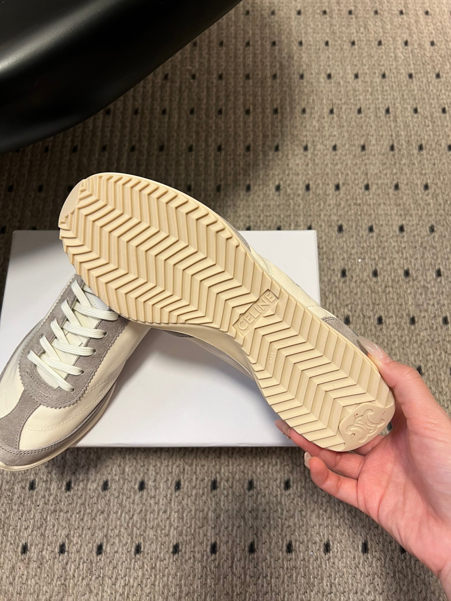 Celine Racer Low Lace-Up Sneakers suede and calfskin leather. L121607 - Image 7