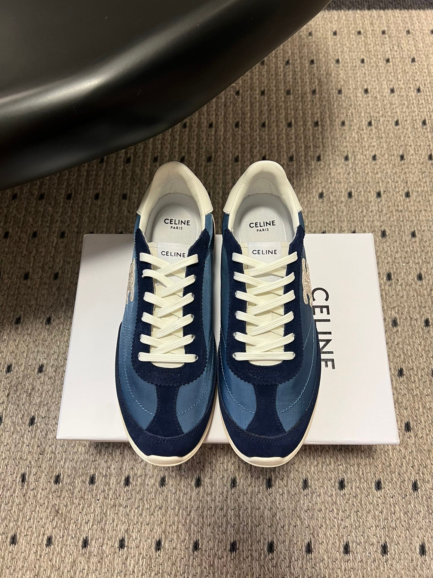 Celine Racer Low Lace-Up Sneakers suede and calfskin leather. L121607 - Image 8