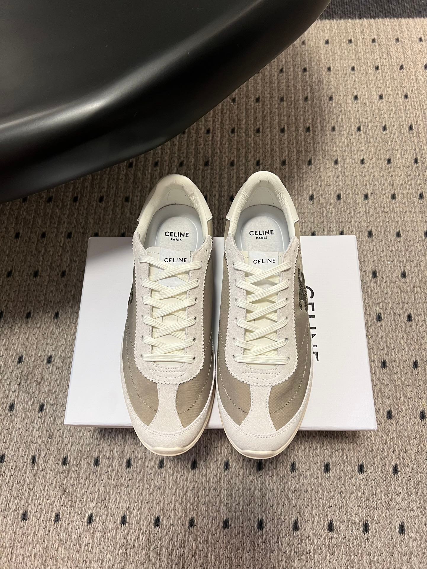 Celine Racer Low Lace-Up Sneakers suede and calfskin leather. L121607 - Image 11