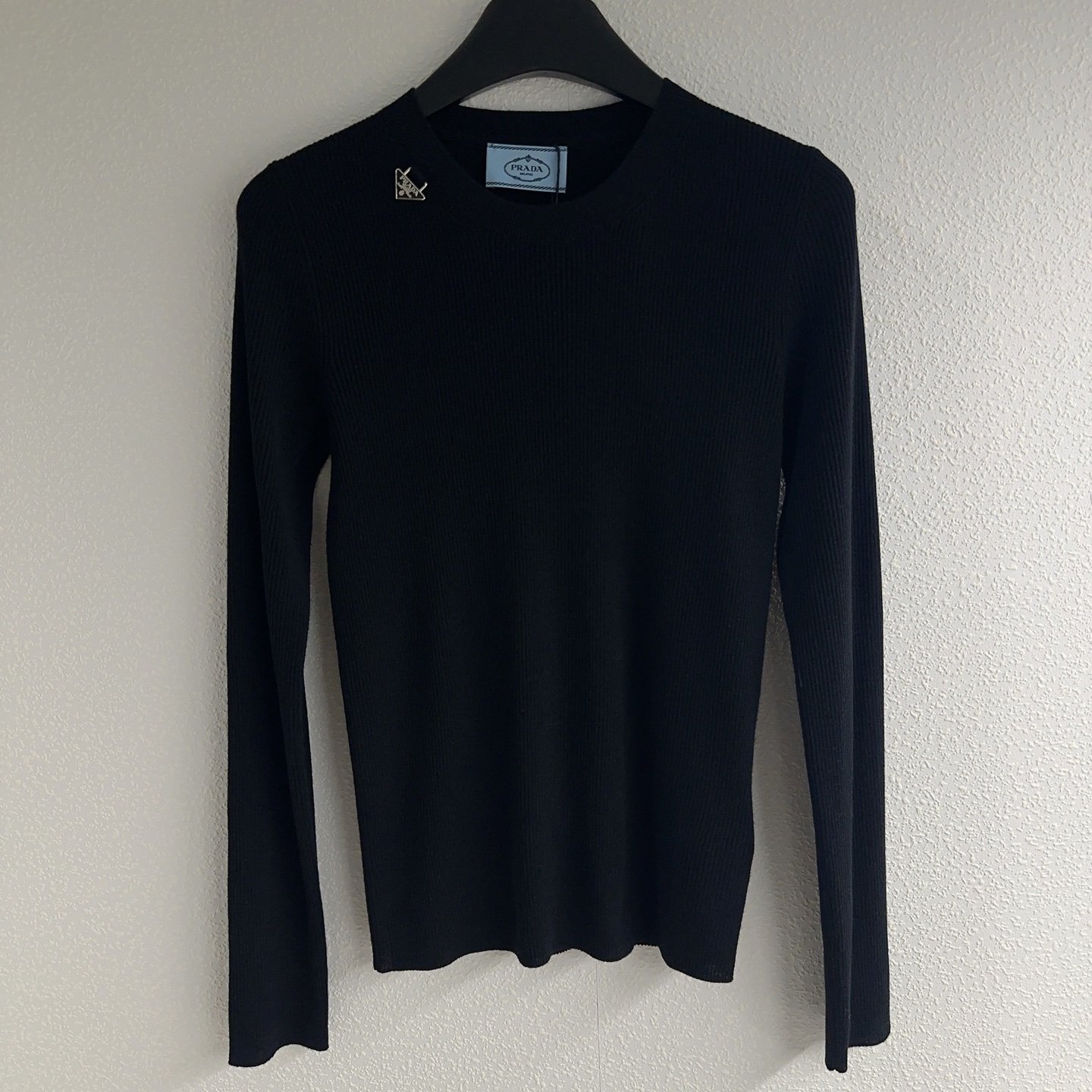 PRADA Triangle Logo Round-neck Knit Sweater D122203 - Image 2