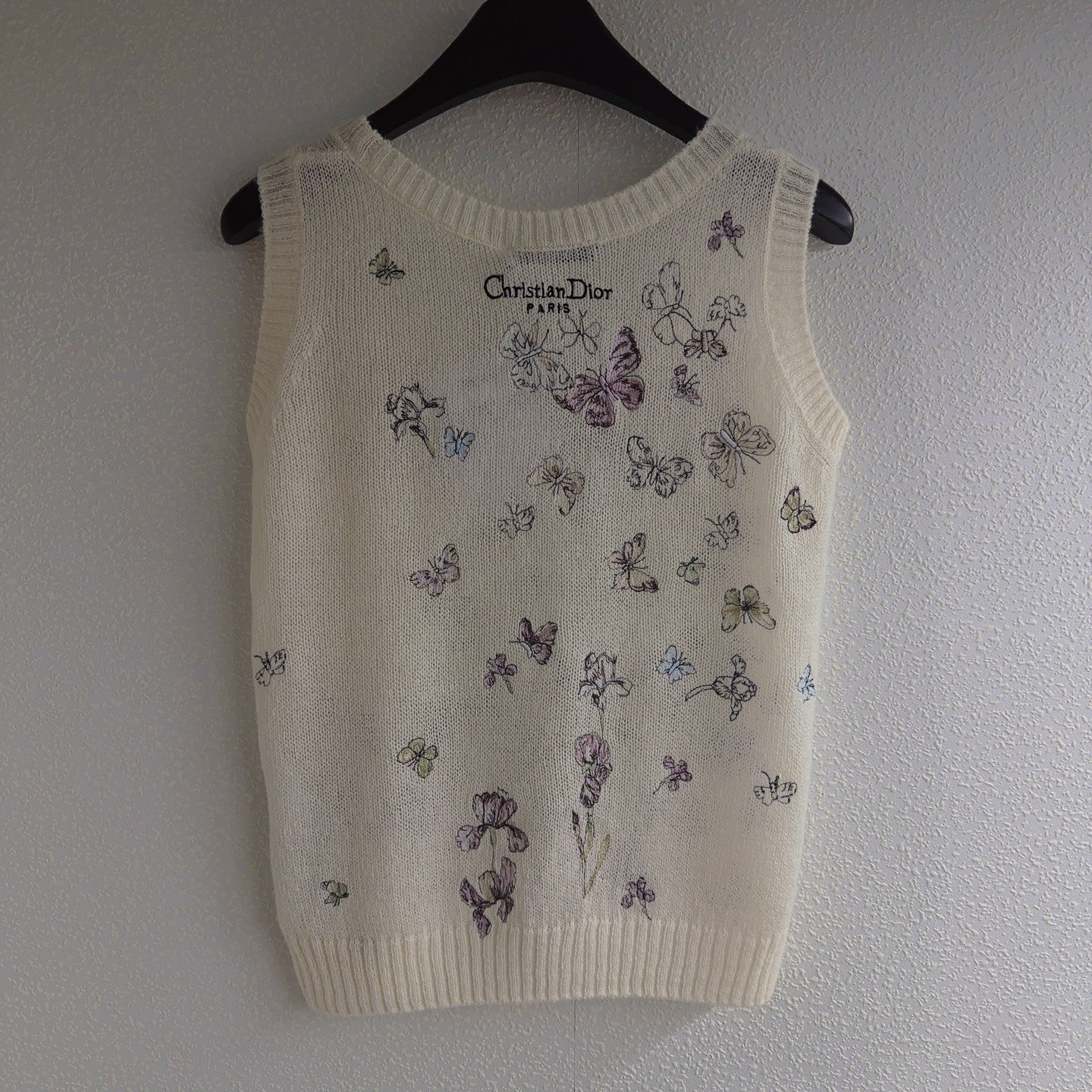 DIOR Heavyweight Embroidered Round-neck Knitted Backless Top D122303 - Image 3