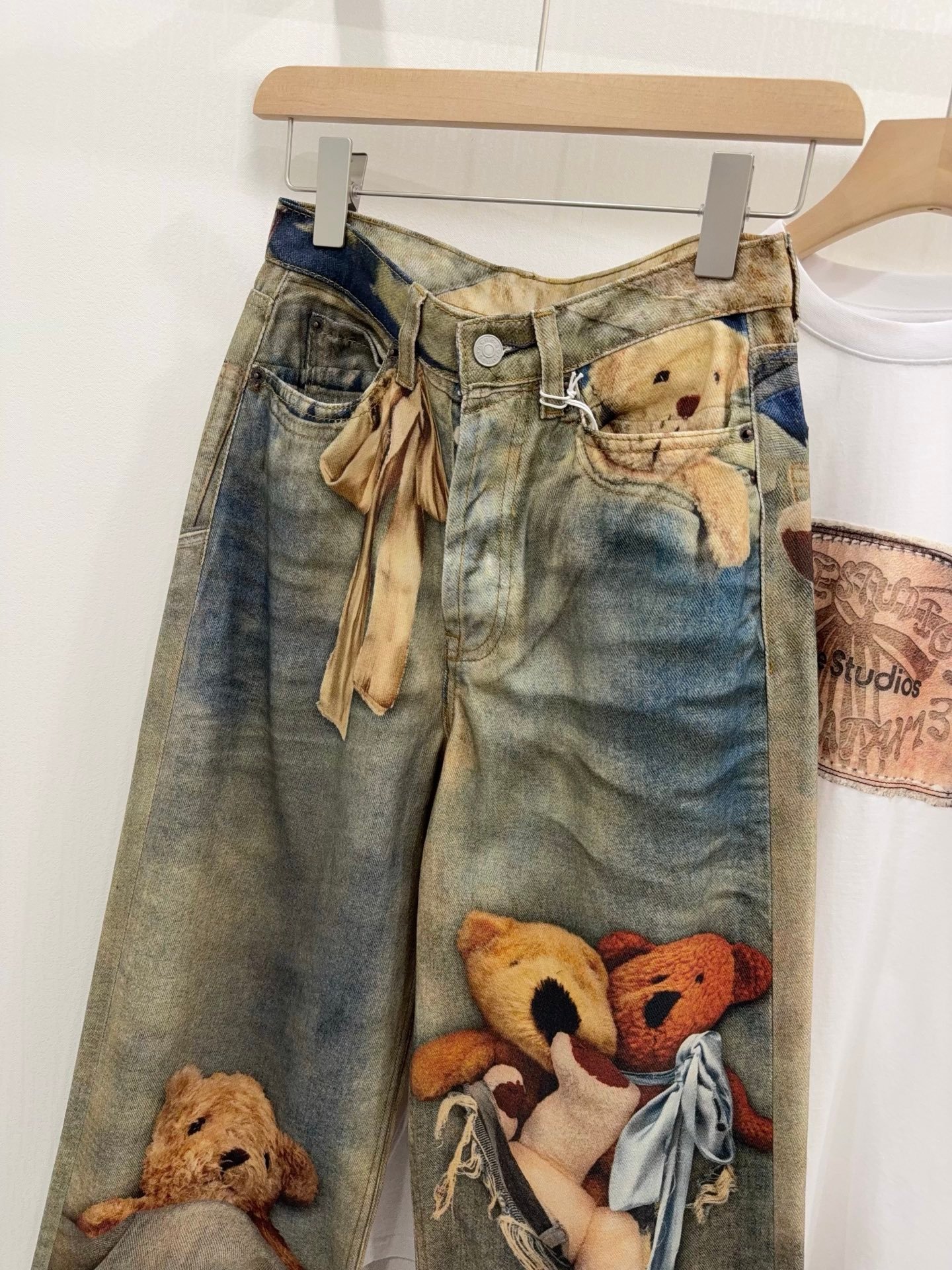 Acne Studios Teddy-Print Trousers in Blue D122403 - Image 4
