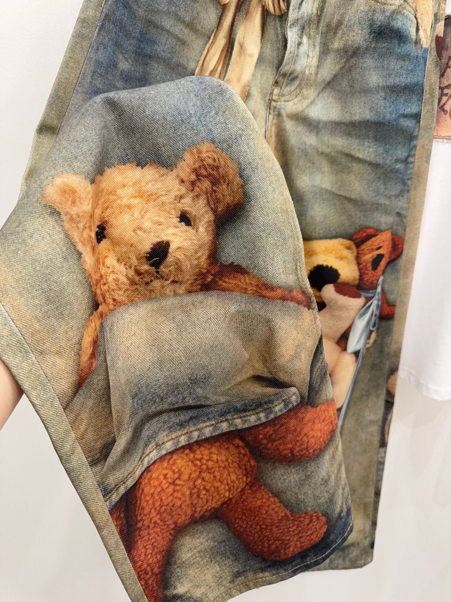 Acne Studios Teddy-Print Trousers in Blue D122403 - Image 5