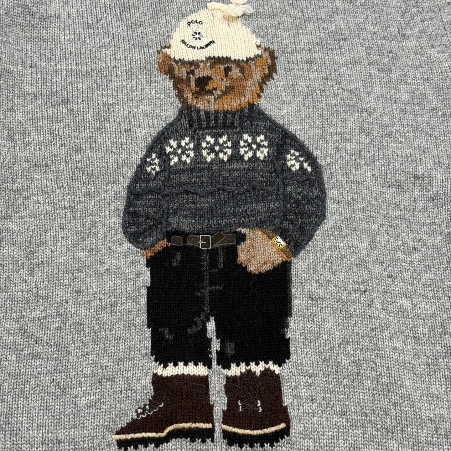 RL Round-neck Heavy-duty Hooked-Embroidered Hooded Cartoon Bear Wool Sweater D122903 - Image 4