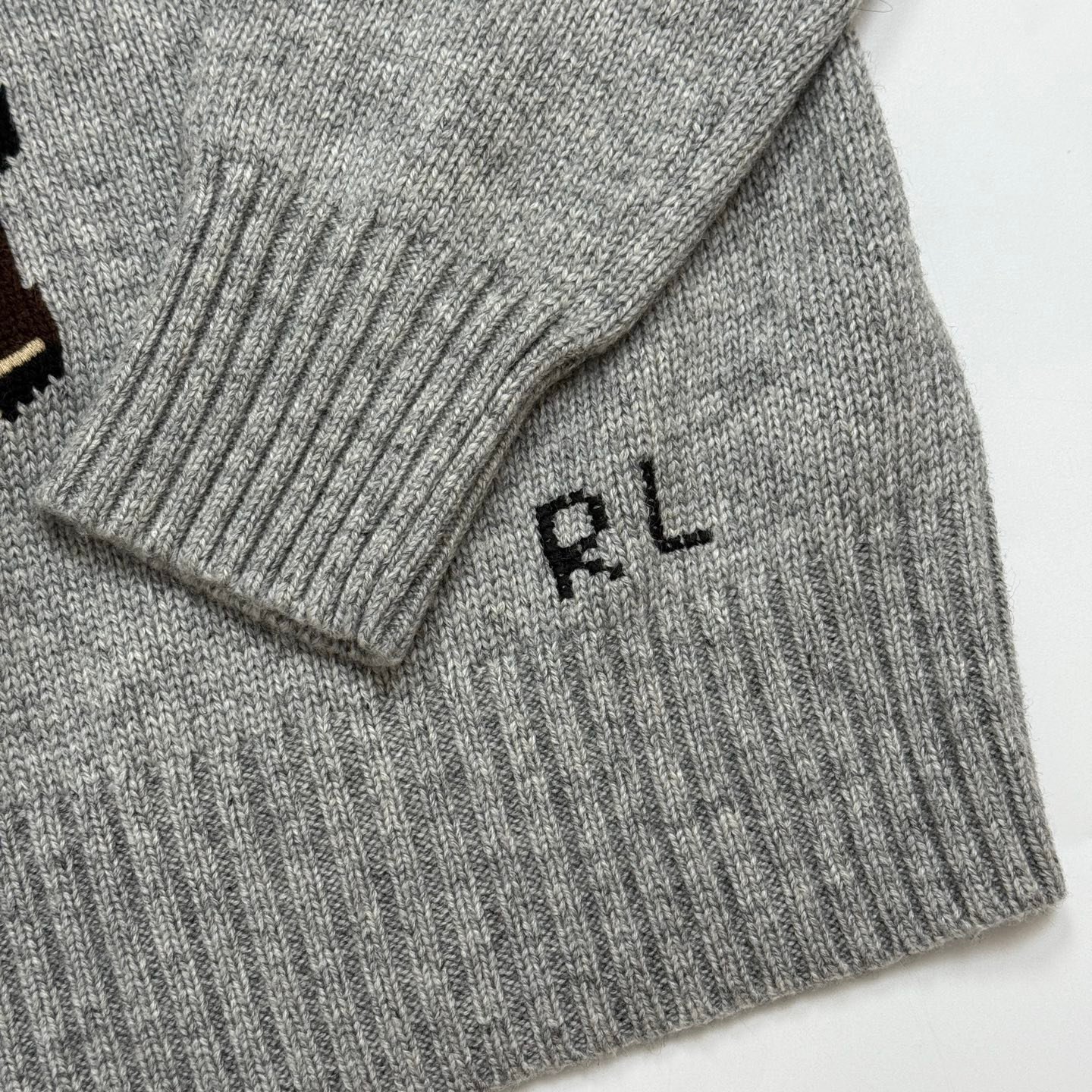 RL Round-neck Heavy-duty Hooked-Embroidered Hooded Cartoon Bear Wool Sweater D122903 - Image 5