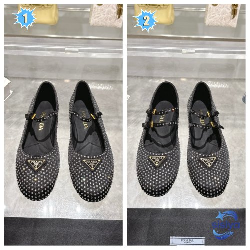 Prada diamond-embroidered Mary Jane ballet flats B6011207