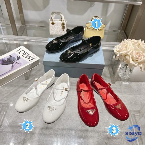 Prada patent leather Mary Jane flat ballet shoes B6011208
