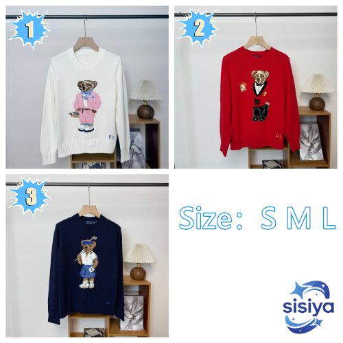 RL Heavy Industry Cartoon Little Bear Round-neck College Sweater W6011002