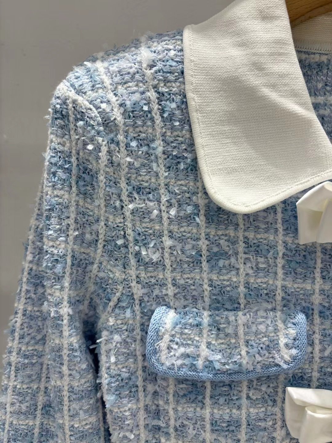 Self-portrait collared blouse with small Shangfeng butterfly knot knitted dress D10103 - Image 5