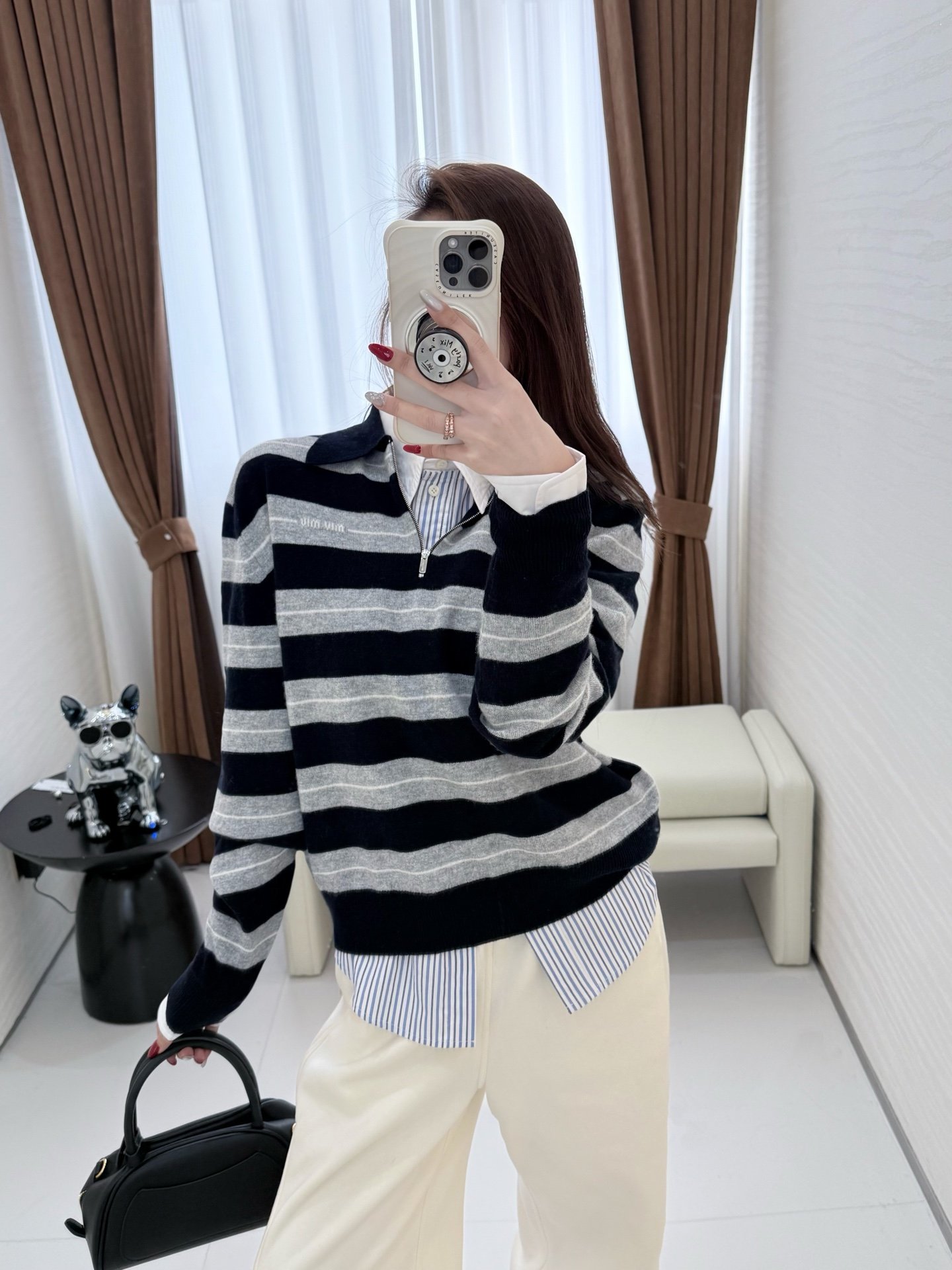 Miu Miu Navy Cashmere Polo Shirt W6010603 - Image 10