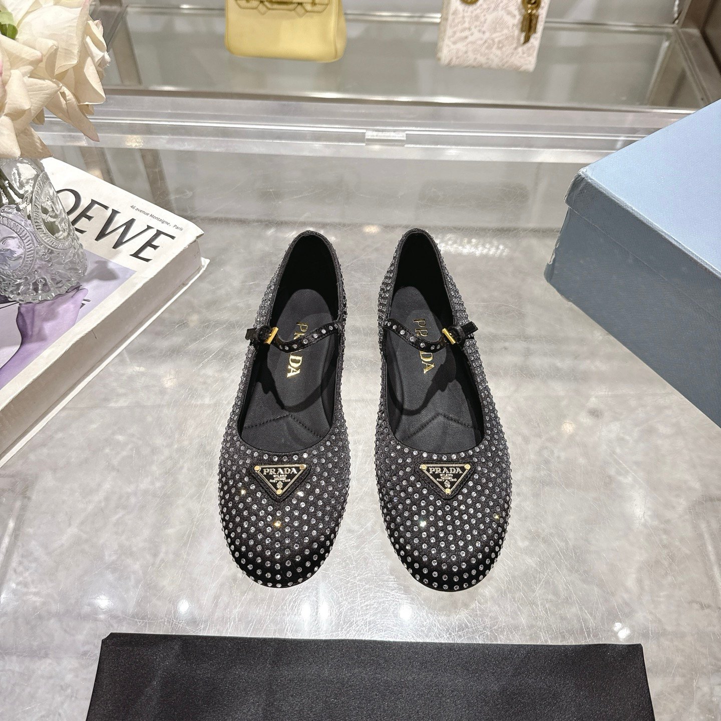 Prada diamond-embroidered Mary Jane ballet flats B6011207 - Image 2