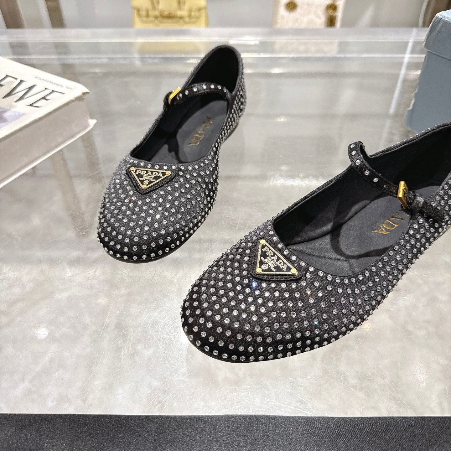 Prada diamond-embroidered Mary Jane ballet flats B6011207 - Image 6