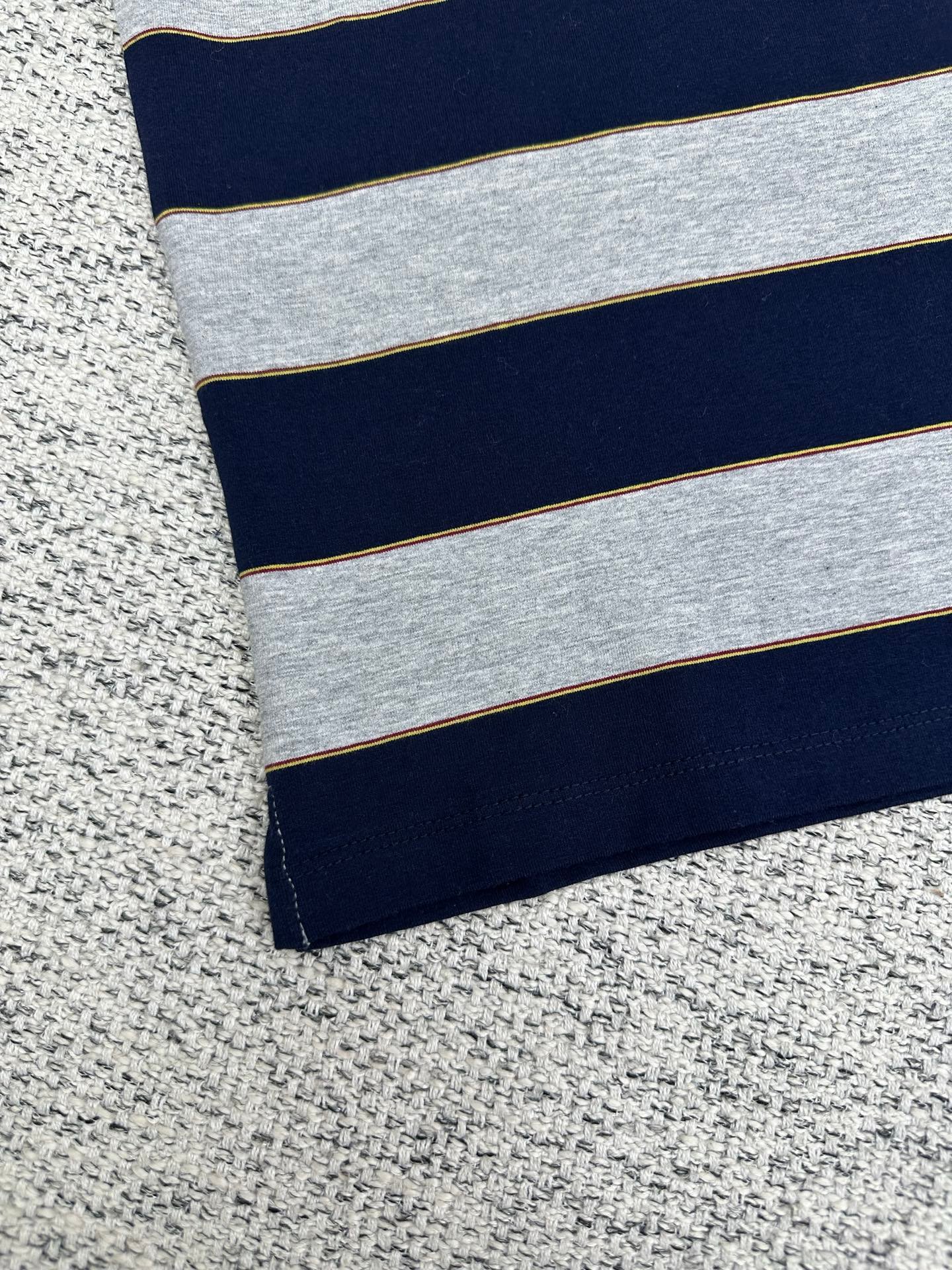 Miu Miu Blue/grey Striped Jersey Polo Shirt W6011504 - Image 7