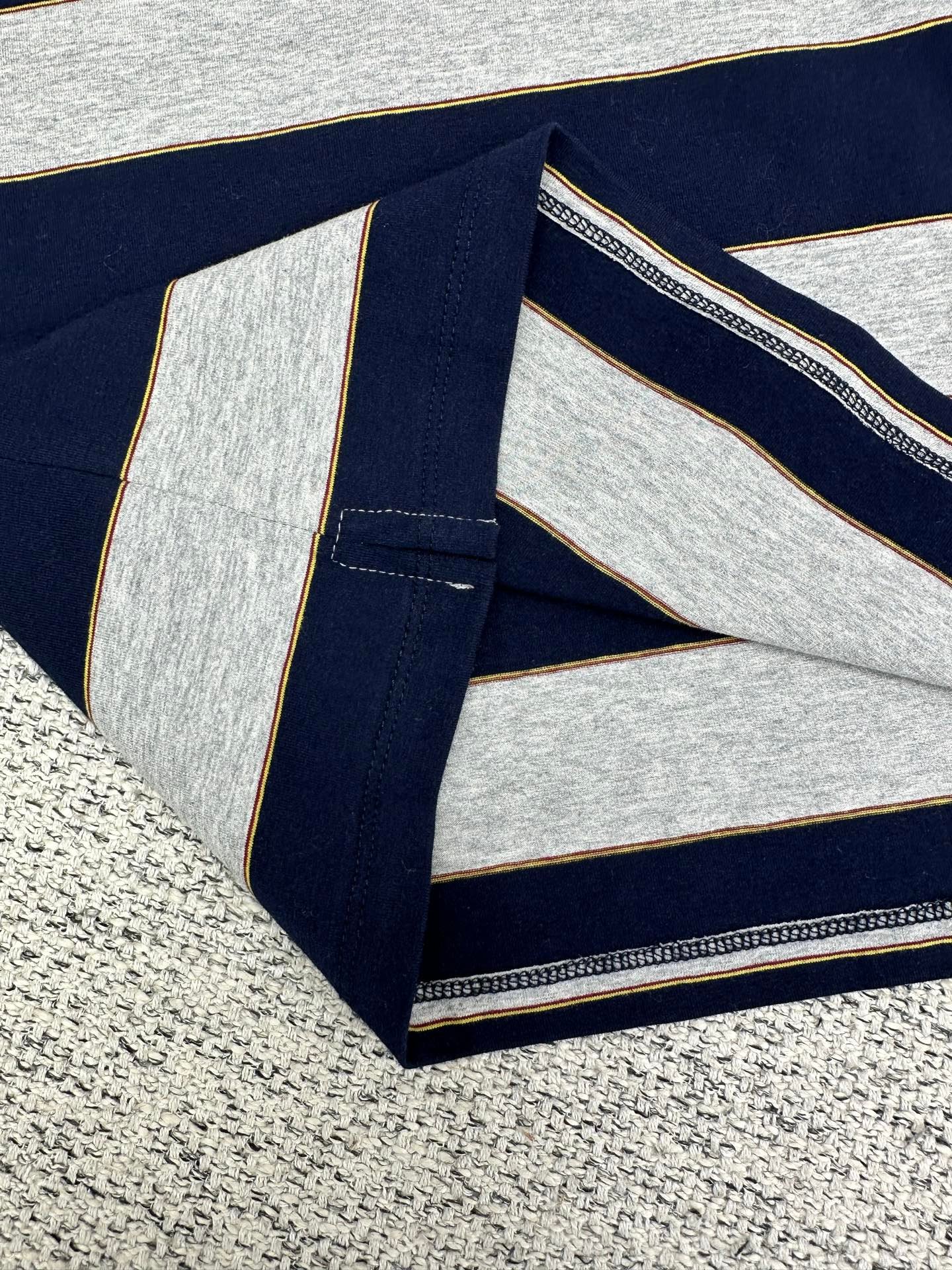 Miu Miu Blue/grey Striped Jersey Polo Shirt W6011504 - Image 8