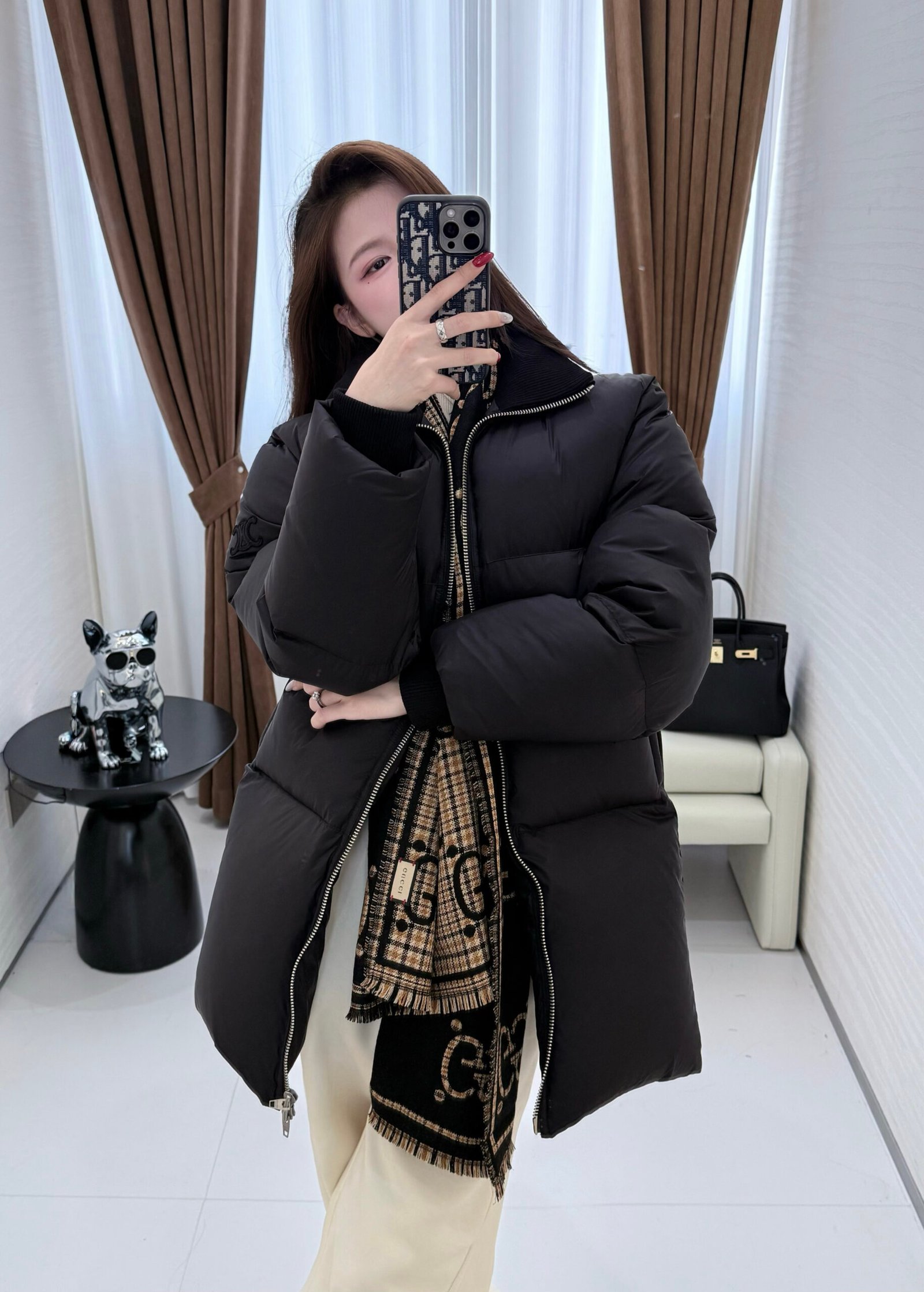 CELINE long puffer jacket IN light nylon W6011902 - Image 8