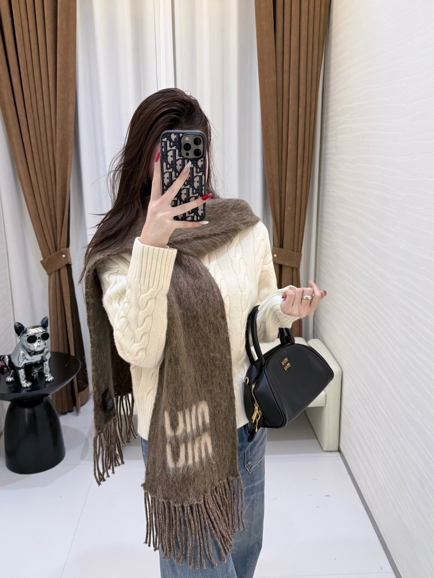 Miu Miu Tobacco Wool And Mohair Scarf W6012204 - Image 8