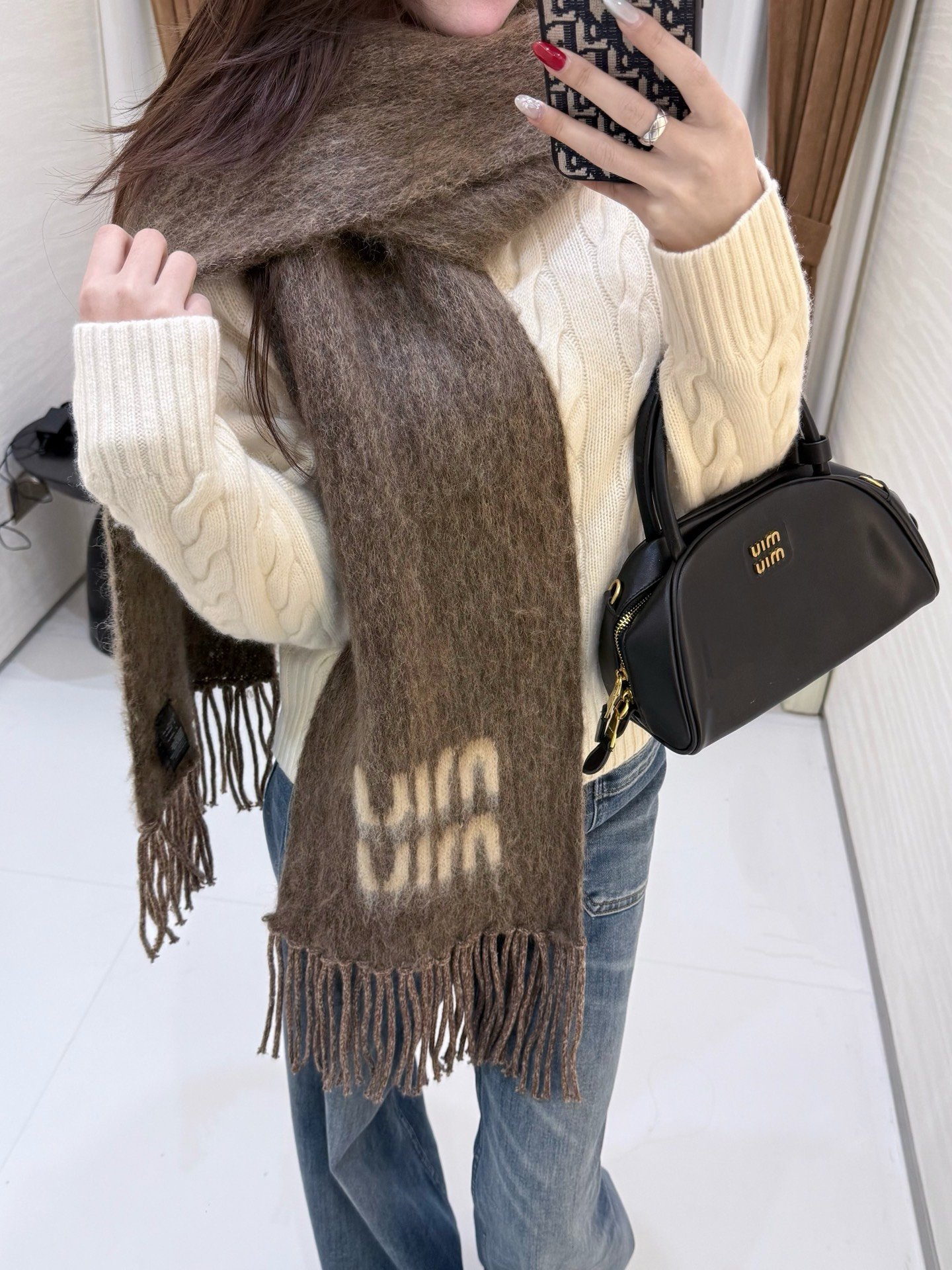 Miu Miu Tobacco Wool And Mohair Scarf W6012204 - Image 10