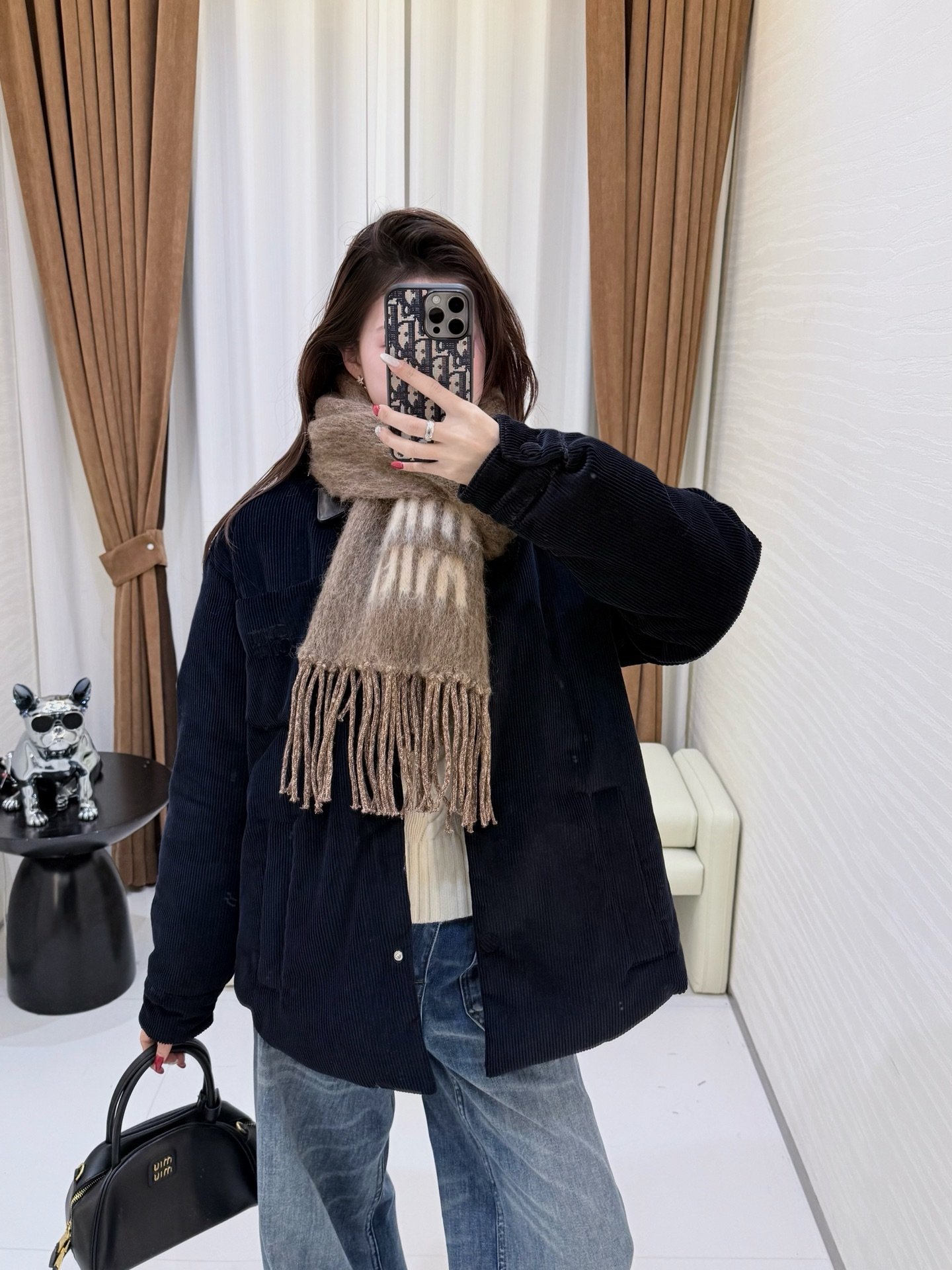 Miu Miu Tobacco Wool And Mohair Scarf W6012204 - Image 9