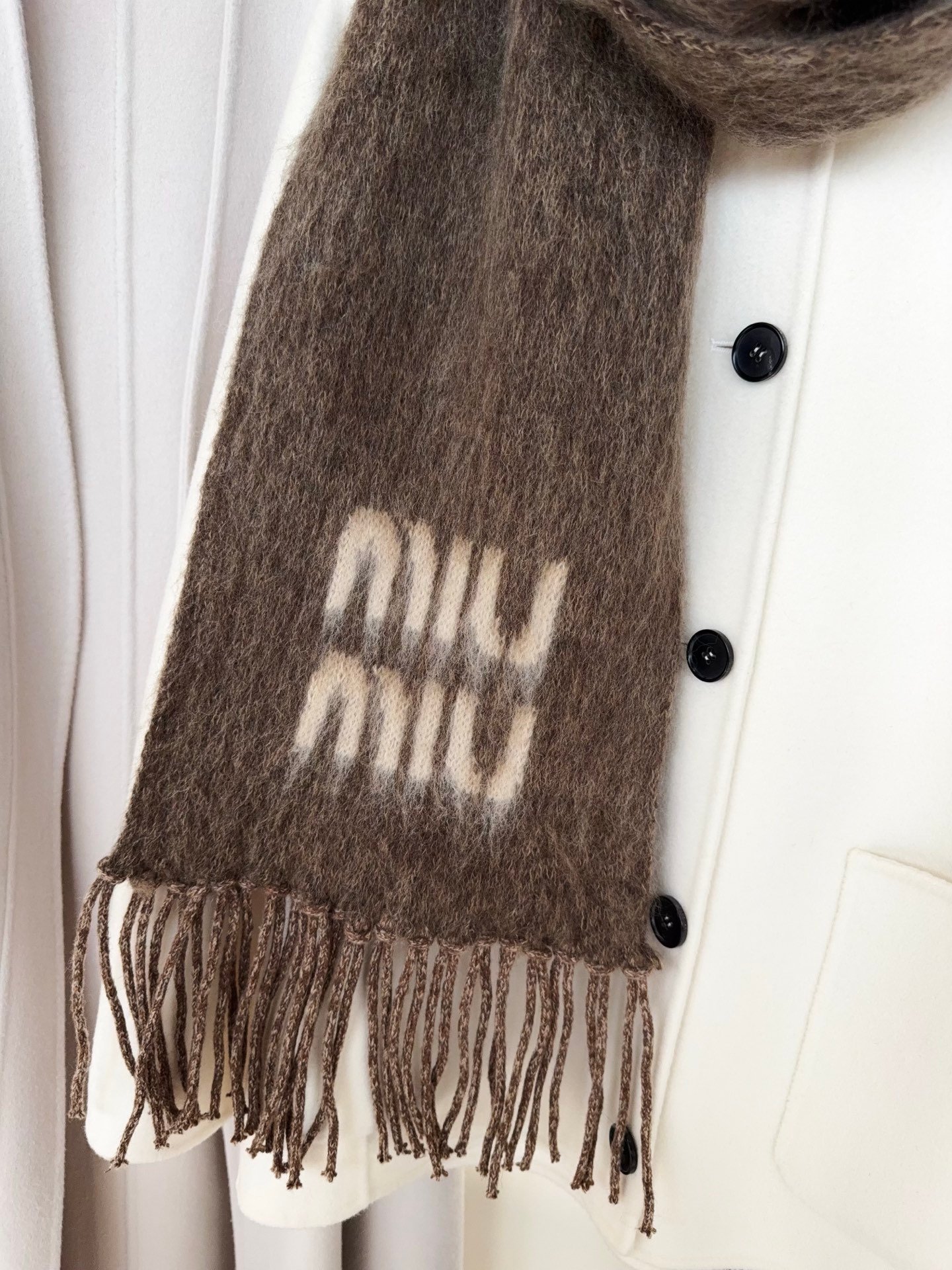 Miu Miu Tobacco Wool And Mohair Scarf W6012204 - Image 7