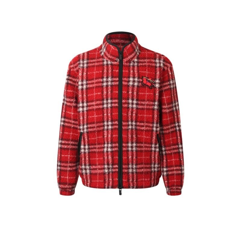 Burberry check wool blend suede coat M6012205