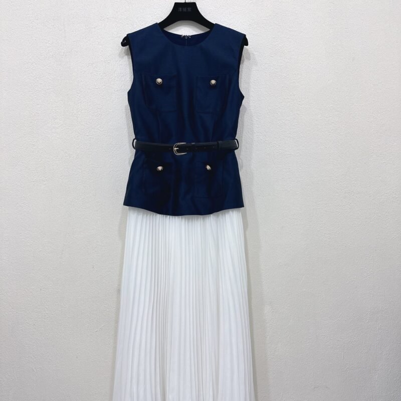 Self-portrait - Two-piece Sleeveless Pleated Silk A-line Dress W6012206