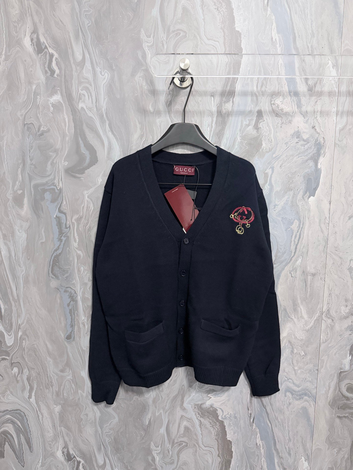 GUCCI Dark Blue Knitted Wool Cardigan M6012305
