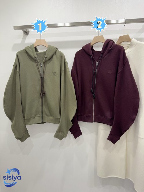 Loewe Flamenco Cotton and Cashmere Blended Zipper Hooded Shirt W6012602