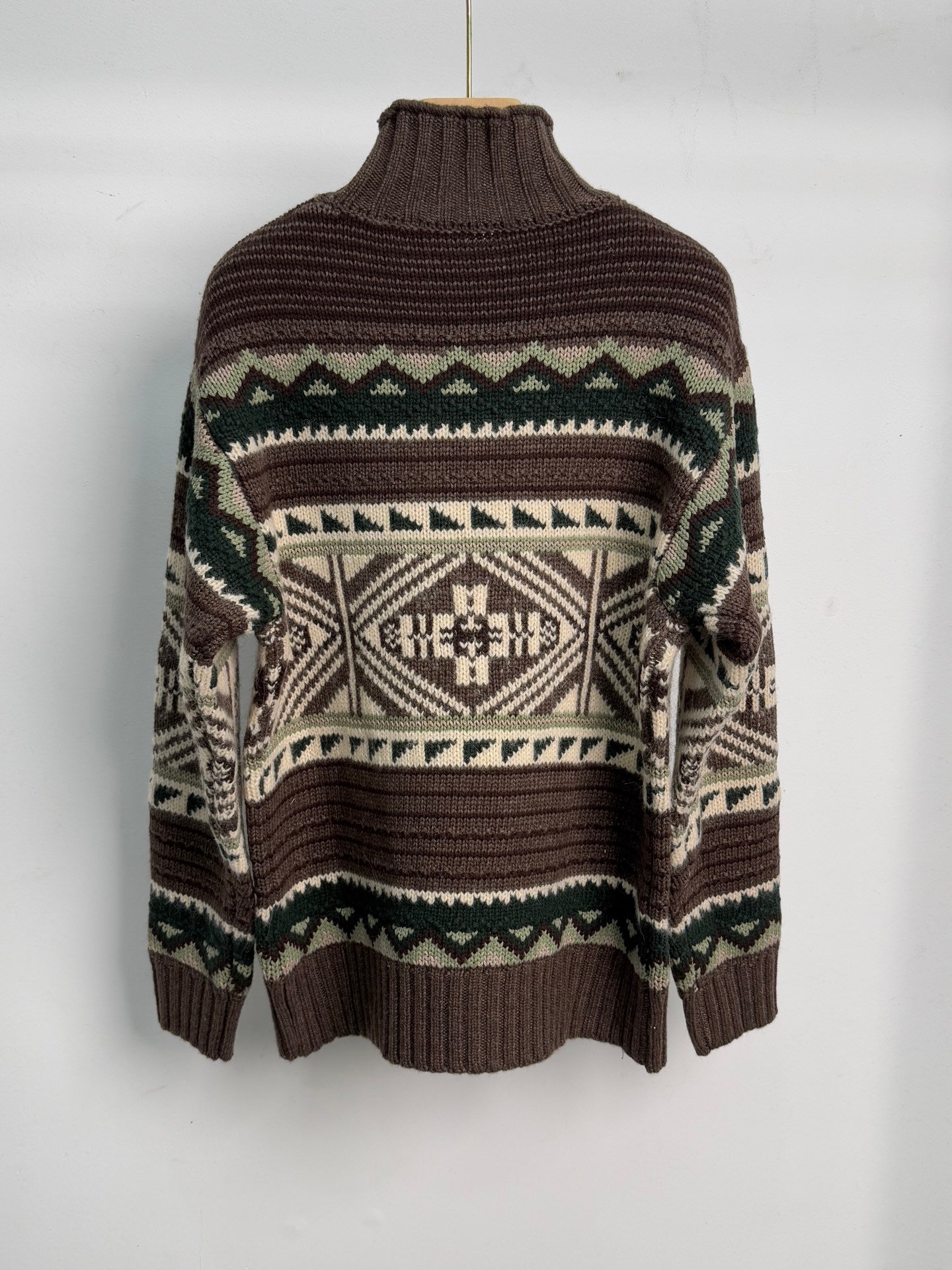 Polo geometric pattern knitted sweater with a semi-high collar W6012706 - Image 3