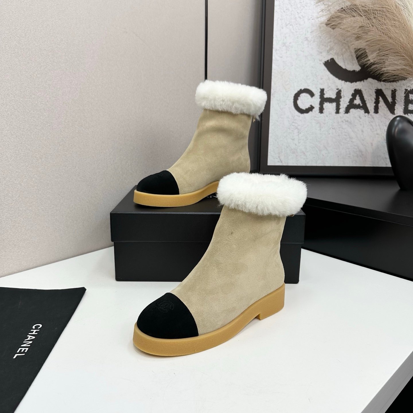 Chanel Shearling Sheepskin High Boots B6012803 - Image 3