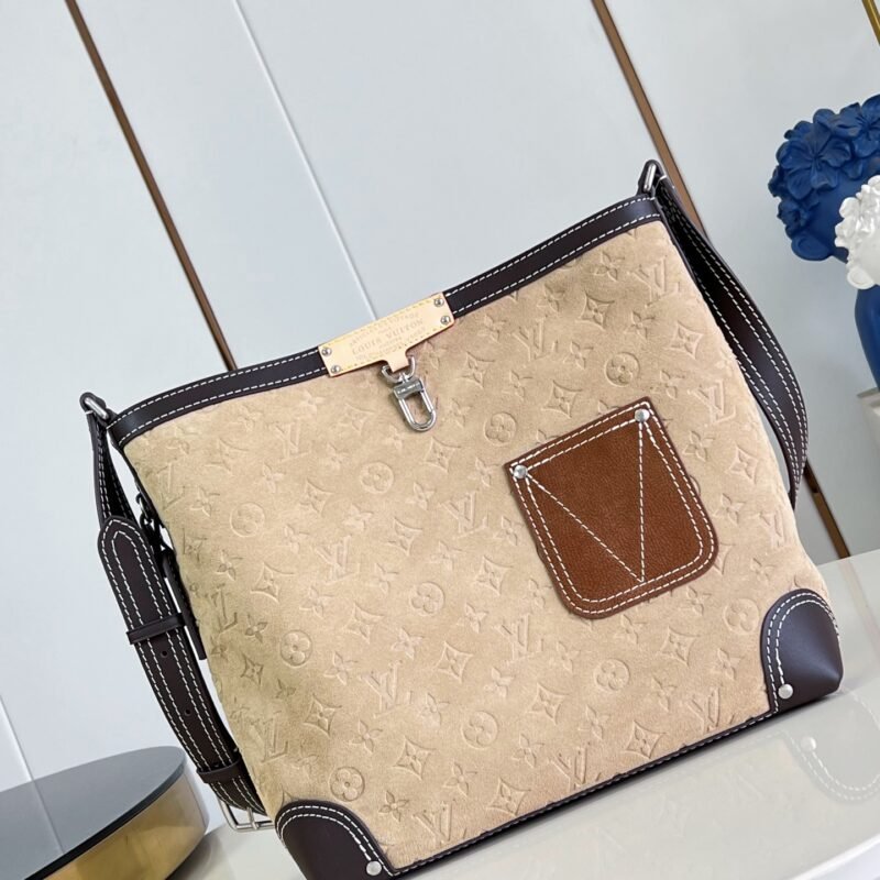 Louis Vuitton Odéon MM Monogram beige suede shoulder bag B6012804