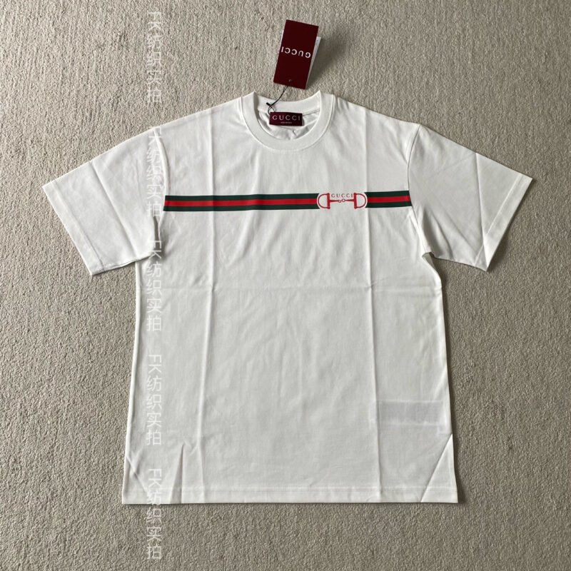 GUCCI woven strap button-up short-sleeved shirt M601206