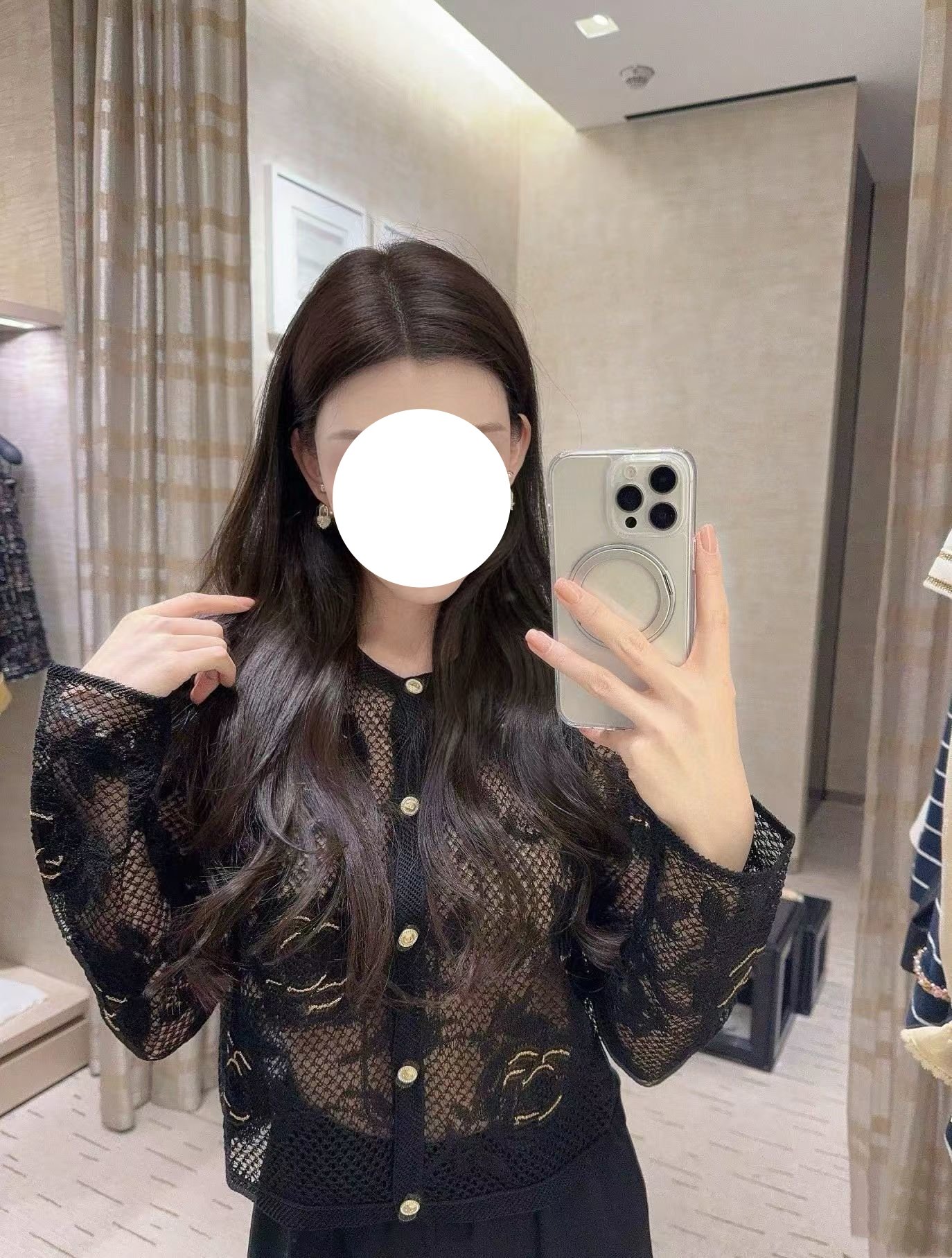 Chanel Tea Rose Hollowed-out Knitted Short Blouse W6020208 - Image 11