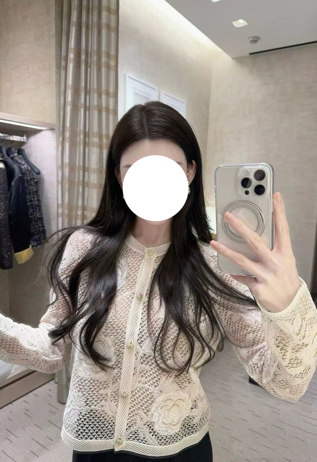 Chanel Tea Rose Hollowed-out Knitted Short Blouse W6020208 - Image 12