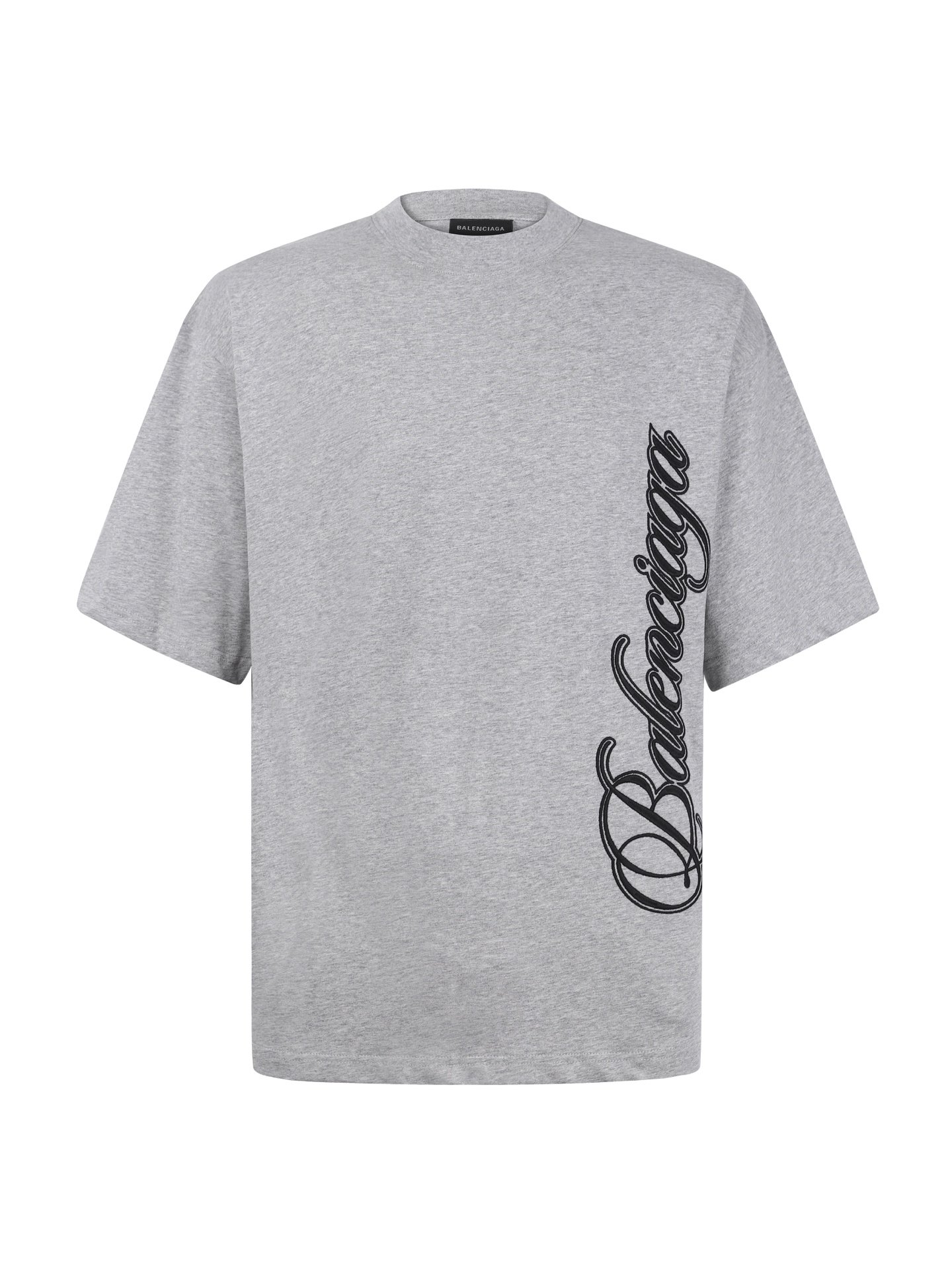 BALENCIAGA Round-neck cotton lettering embroidered short-sleeved T-shirt M6020404 - Image 3