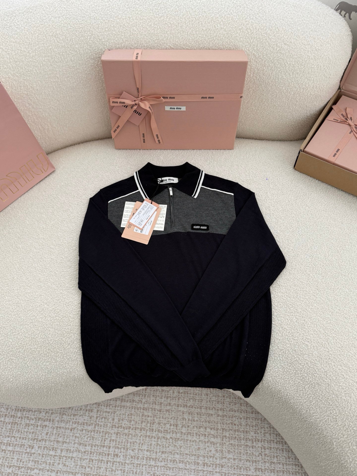 Miumiu Patterned Half-Zip Knitted Sweater W6020502