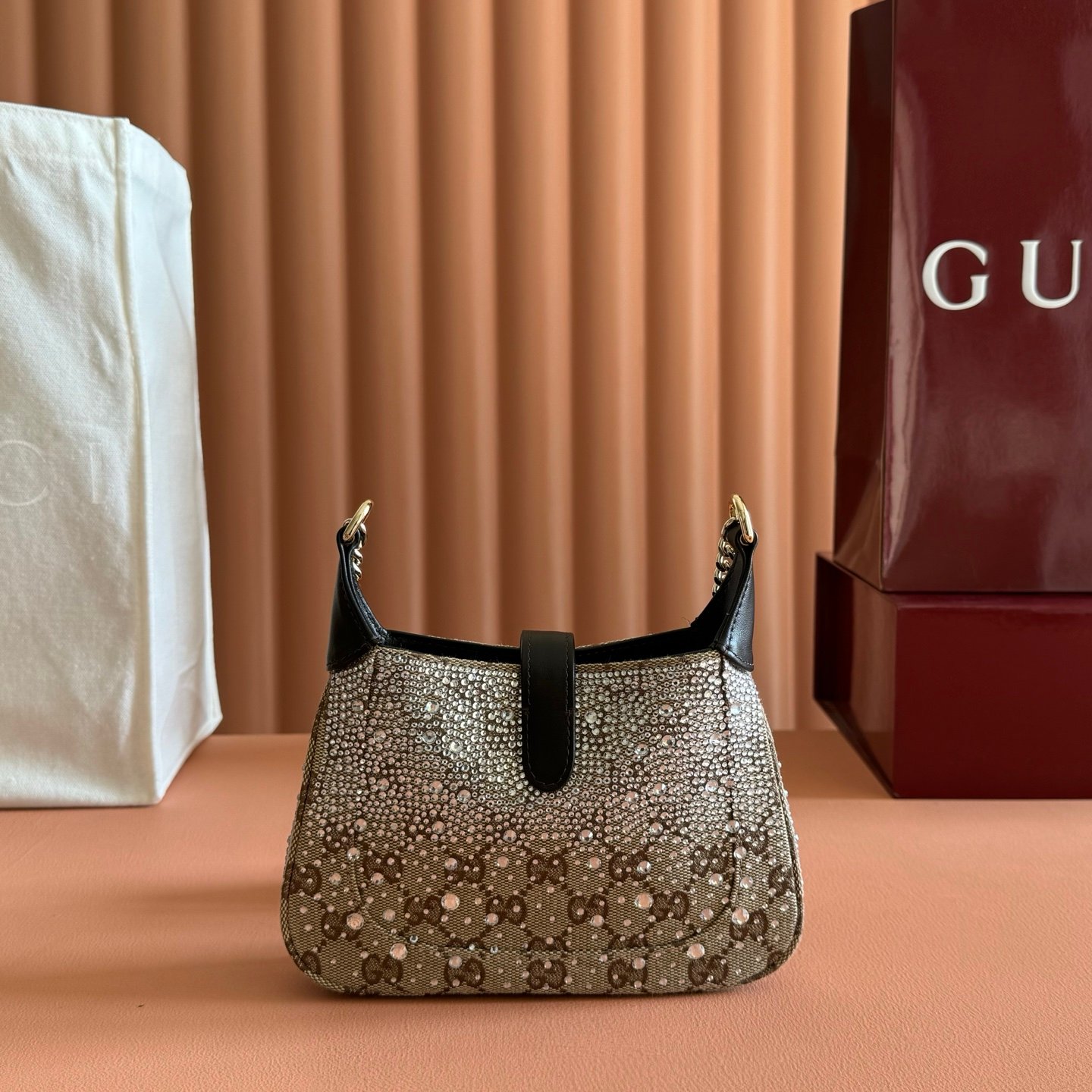 Gucci Jackie Notte Mini leather-trimmed crystal-embellished bag B6020506 - Image 3