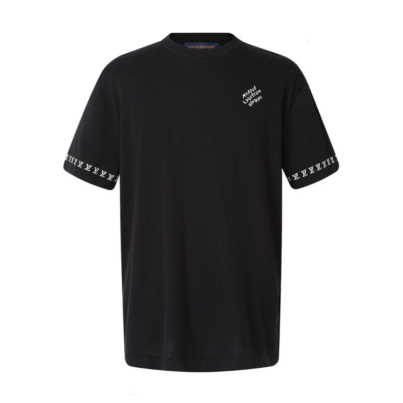 LOUIS VUITTON Lettered Jacquard Cotton Knitted Short-Sleeved Round-neck Shirt M6020904