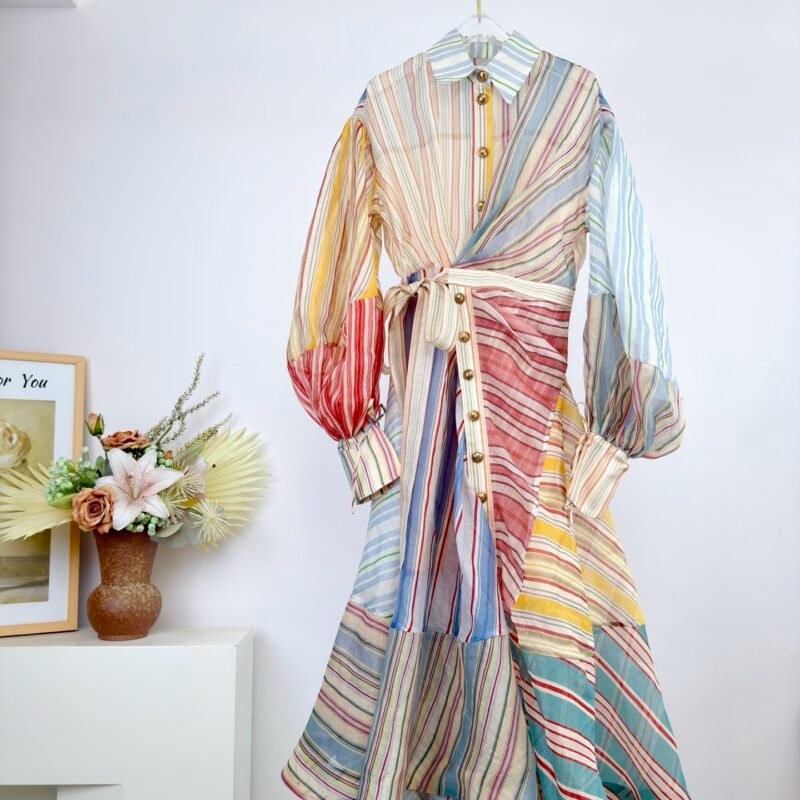 Zimmermann Rebellion Striped Midi Dress W6021205