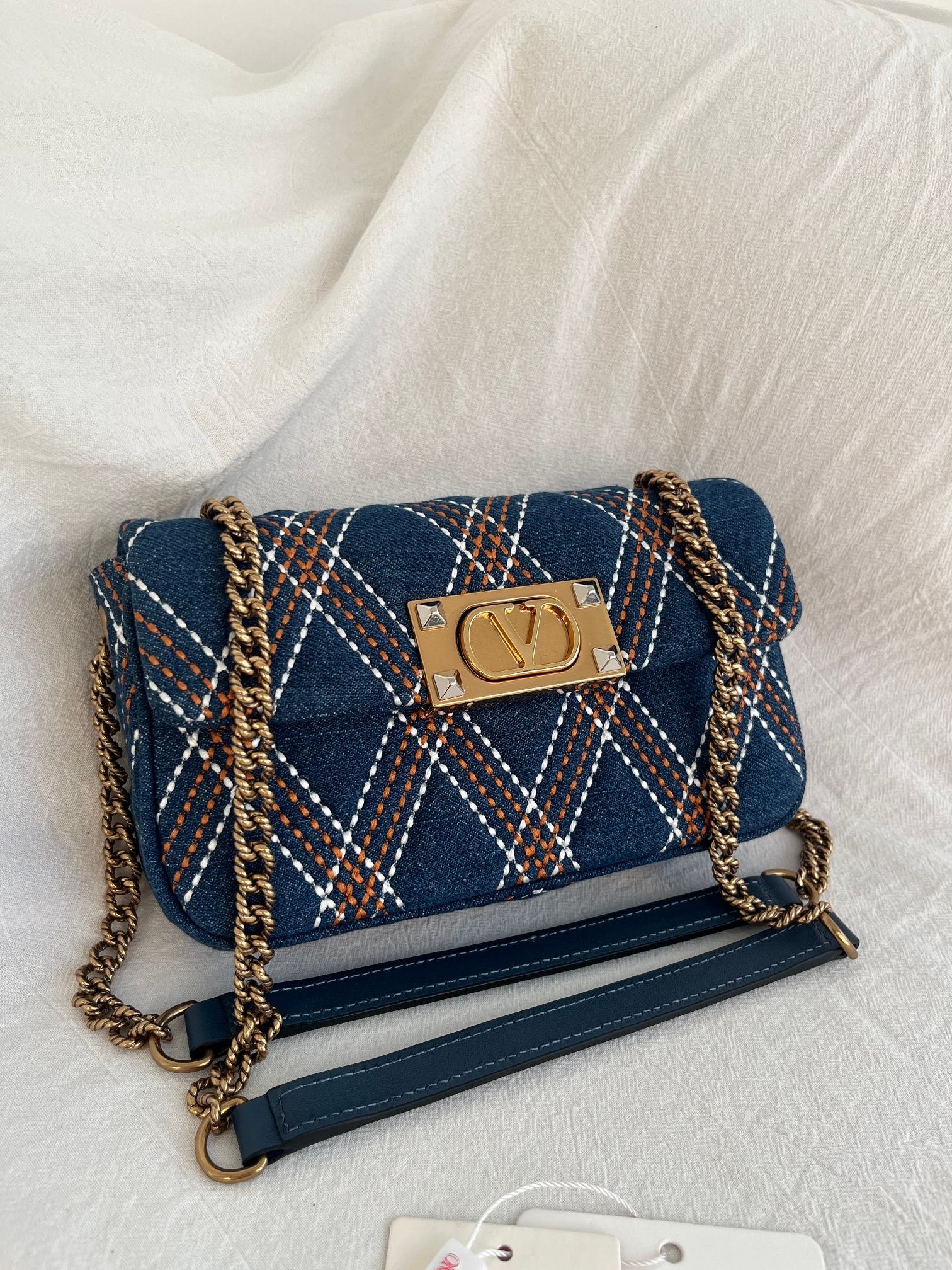 Valentino Stud Sign Denim Crossbody Bag B6021207 - Image 3