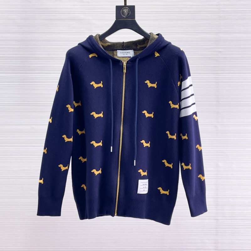 Thom Browne Dark Blue Zippered Hooded Sweatshirt M6021208