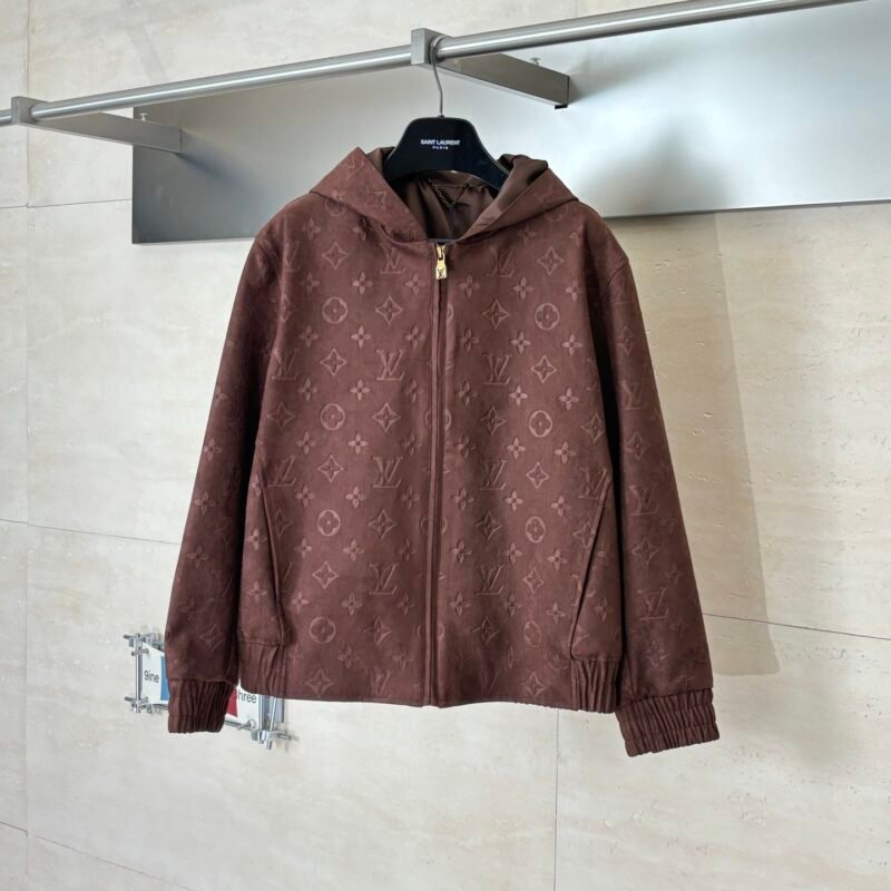 LV Leather Mink Fur Hooded Zipper Jacket Coat M6021503