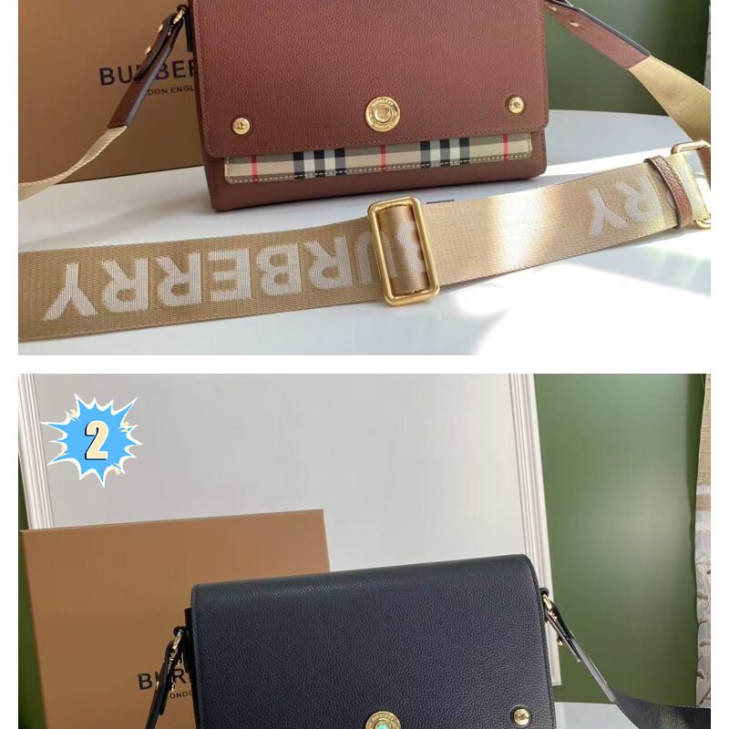 Burberry Note Leather & Vintage Check Crossbody Bag B6022607