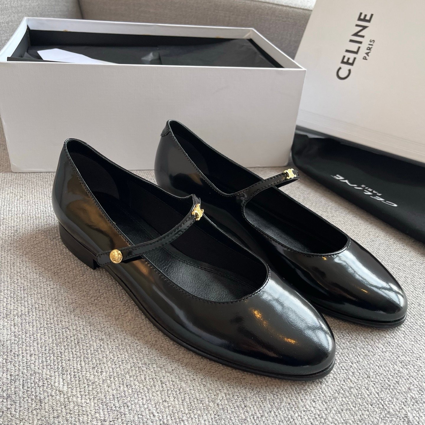 CELINE CITY BALLERINA IN GLOSSY CALFSKIN B6030604 - Image 3