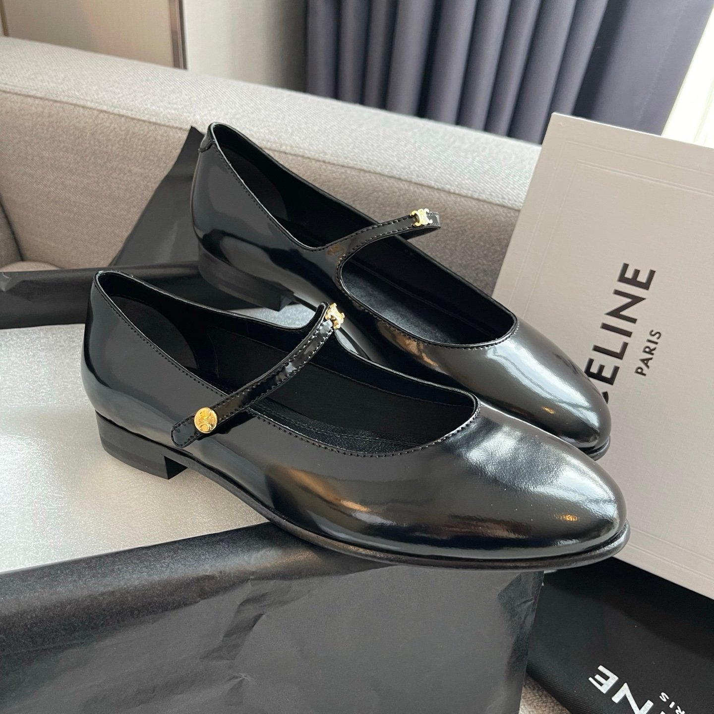 CELINE CITY BALLERINA IN GLOSSY CALFSKIN B6030604 - Image 4